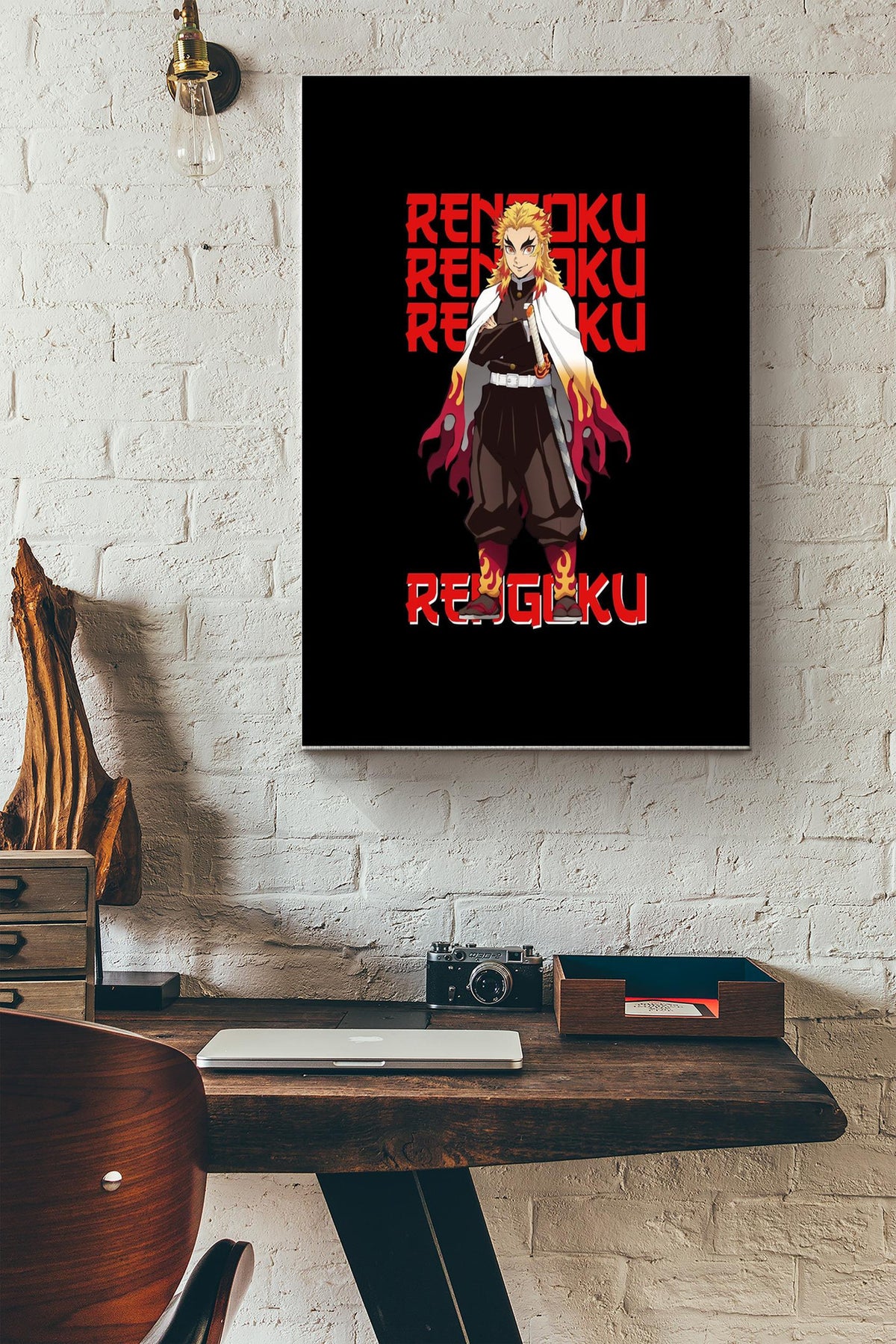 Rengoku Artwork Japanese Poster Canvas Gallery Wrapped Canvas Framed Gift Idea