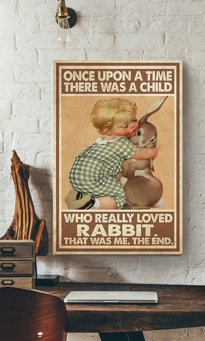 Once Upon A Time A Child Really Loved Rabbit Quotes Wall Art For Kids Bedroom Decor Canvas Gallery Wrapped Canvas Framed Gift Idea Framed Prints, Canvas