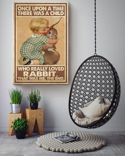 Once Upon A Time A Child Really Loved Rabbit Quotes Wall Art For Kids Bedroom Decor Canvas Gallery Wrapped Canvas Framed Gift Idea Framed Prints, Canvas