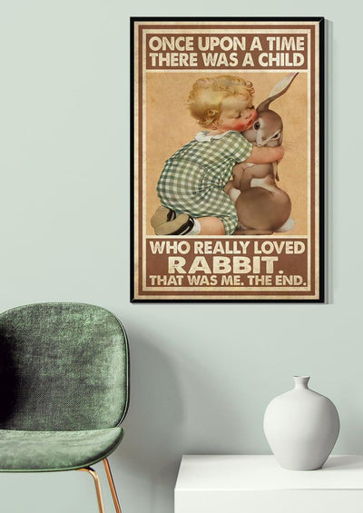 Once Upon A Time A Child Really Loved Rabbit Quotes Wall Art For Kids Bedroom Decor Canvas Gallery Wrapped Canvas Framed Gift Idea Framed Prints, Canvas
