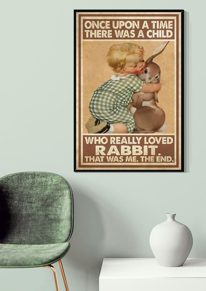 Once Upon A Time A Child Really Loved Rabbit Quotes Wall Art For Kids Bedroom Decor Canvas Gallery Wrapped Canvas Framed Gift Idea Framed Prints, Canvas