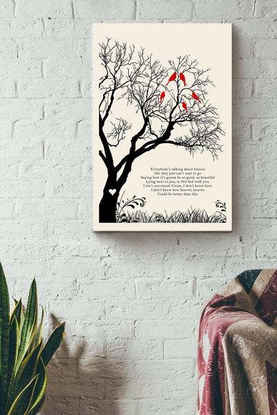 Kane Brown Heaven Lyric Winter Tree Birds Poster Canvas Gallery Wrapped Canvas Framed Gift Idea