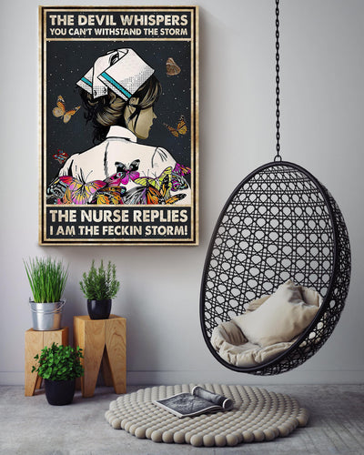 Nurse The Devil Whispers You Can't Withstand The Storm Gift For Nurse's Room Decor Canvas