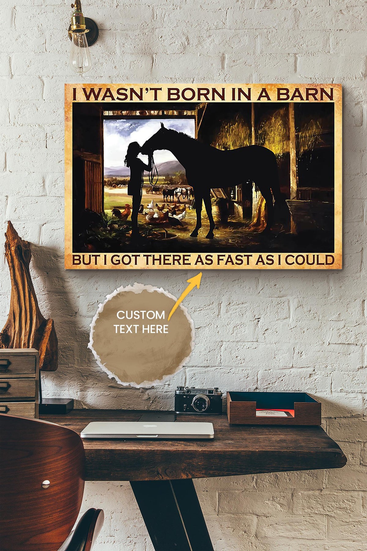 I Wasnt Born In A Barn Poster - Animal Wall Art - Gift For Horse Lover Horse Rider Cowboy Farmhouse Decor Canvas Gallery Wrapped Canvas Framed Gift Idea Framed Prints, Canvas