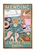 Mending Better Than Ending Furniture Wall Art Gift For Tailor Embroidered Sewer Canvas Framed Prints, Canvas