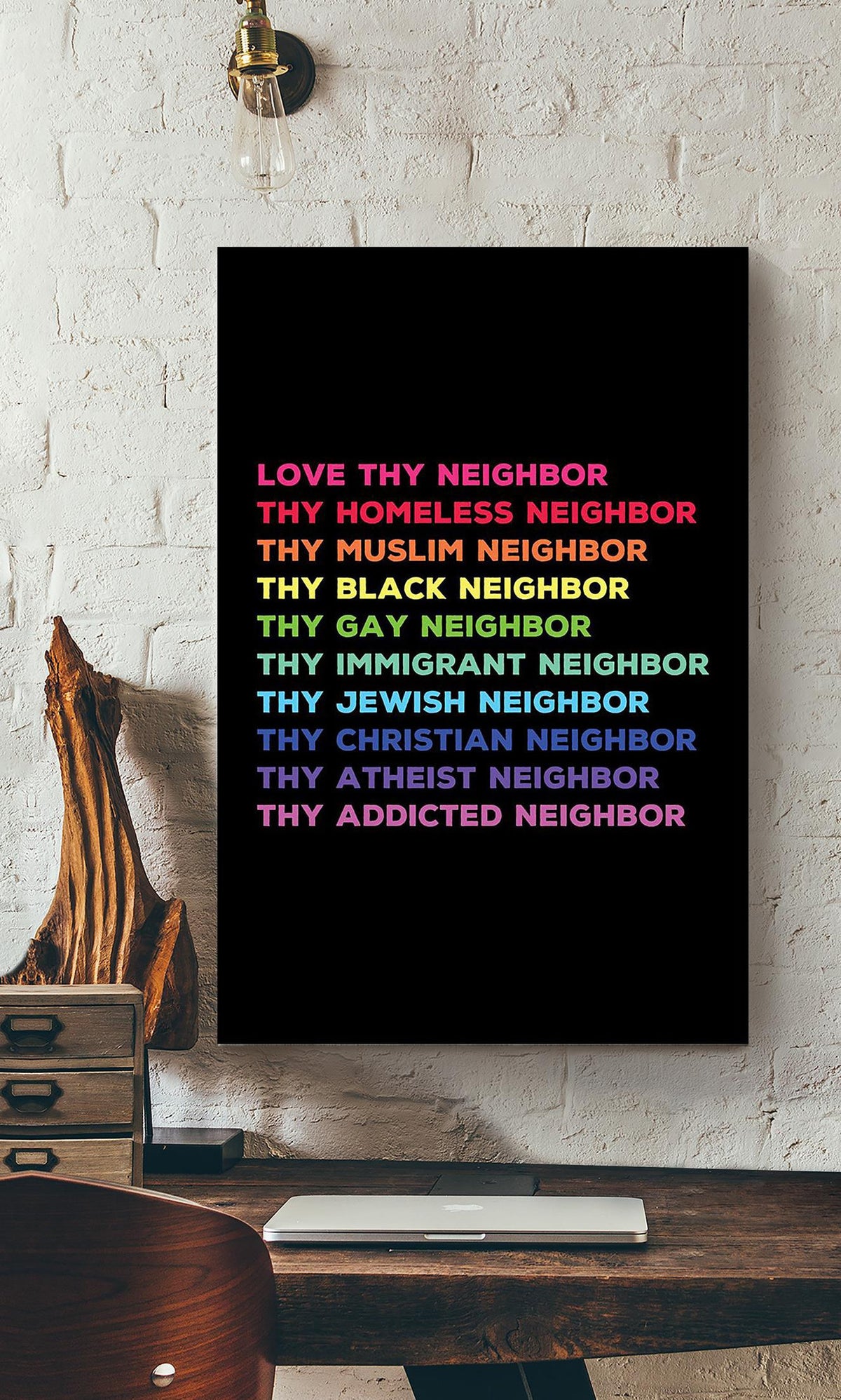 Love Thy Neighbor Equality Wall Art For Home Kids Room Decor Canvas Gallery Wrapped Canvas Framed Gift Idea Framed Prints, Canvas
