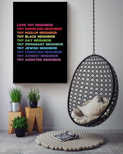 Love Thy Neighbor Equality Wall Art For Home Kids Room Decor Canvas Gallery Wrapped Canvas Framed Gift Idea Framed Prints, Canvas