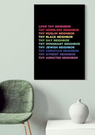 Love Thy Neighbor Equality Wall Art For Home Kids Room Decor Canvas Gallery Wrapped Canvas Framed Gift Idea Framed Prints, Canvas