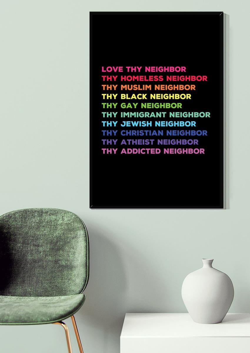 Love Thy Neighbor Equality Wall Art For Home Kids Room Decor Canvas Gallery Wrapped Canvas Framed Gift Idea Framed Prints, Canvas