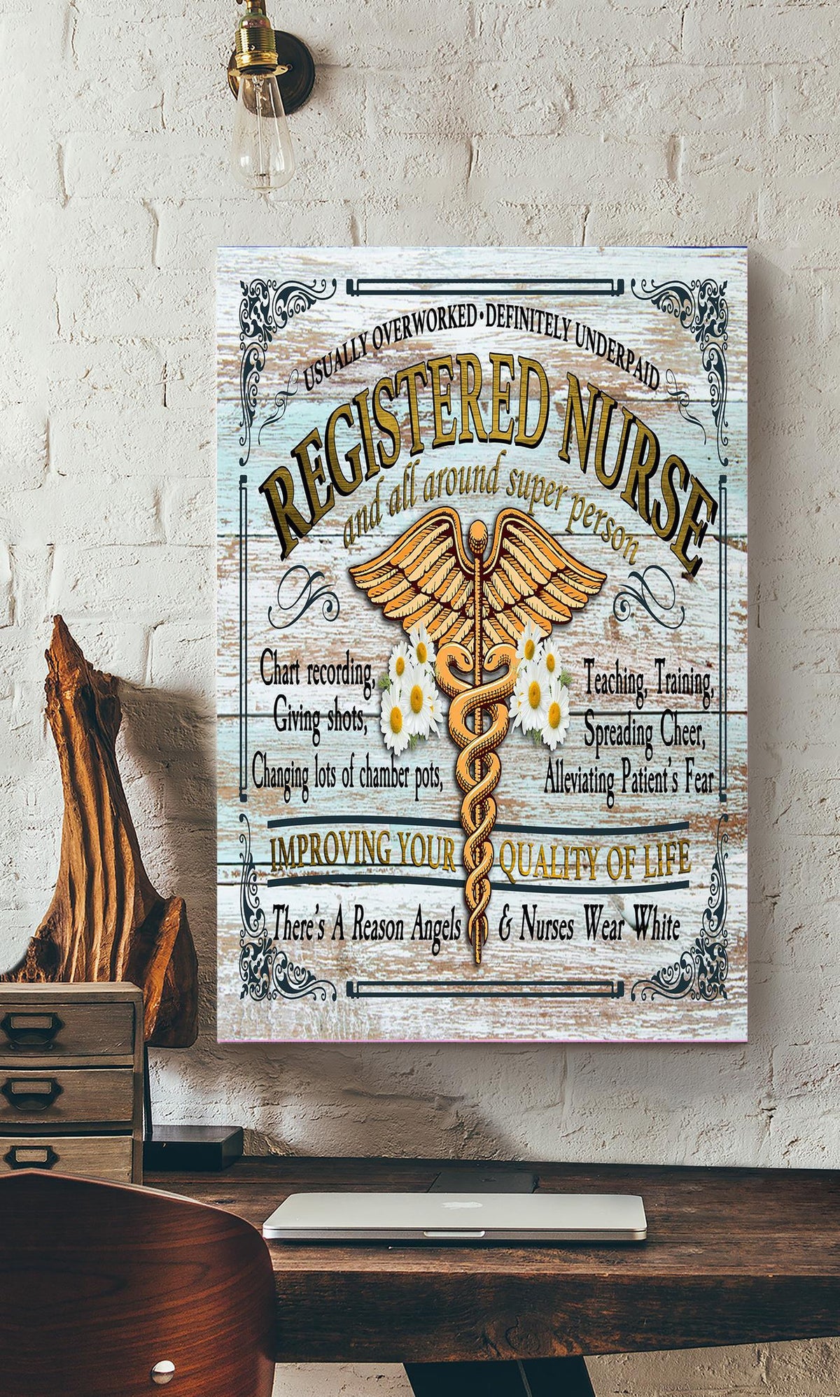Registered Nurse Medical Wall Art Gift For Nurse's Day Canvas Framed Prints, Canvas