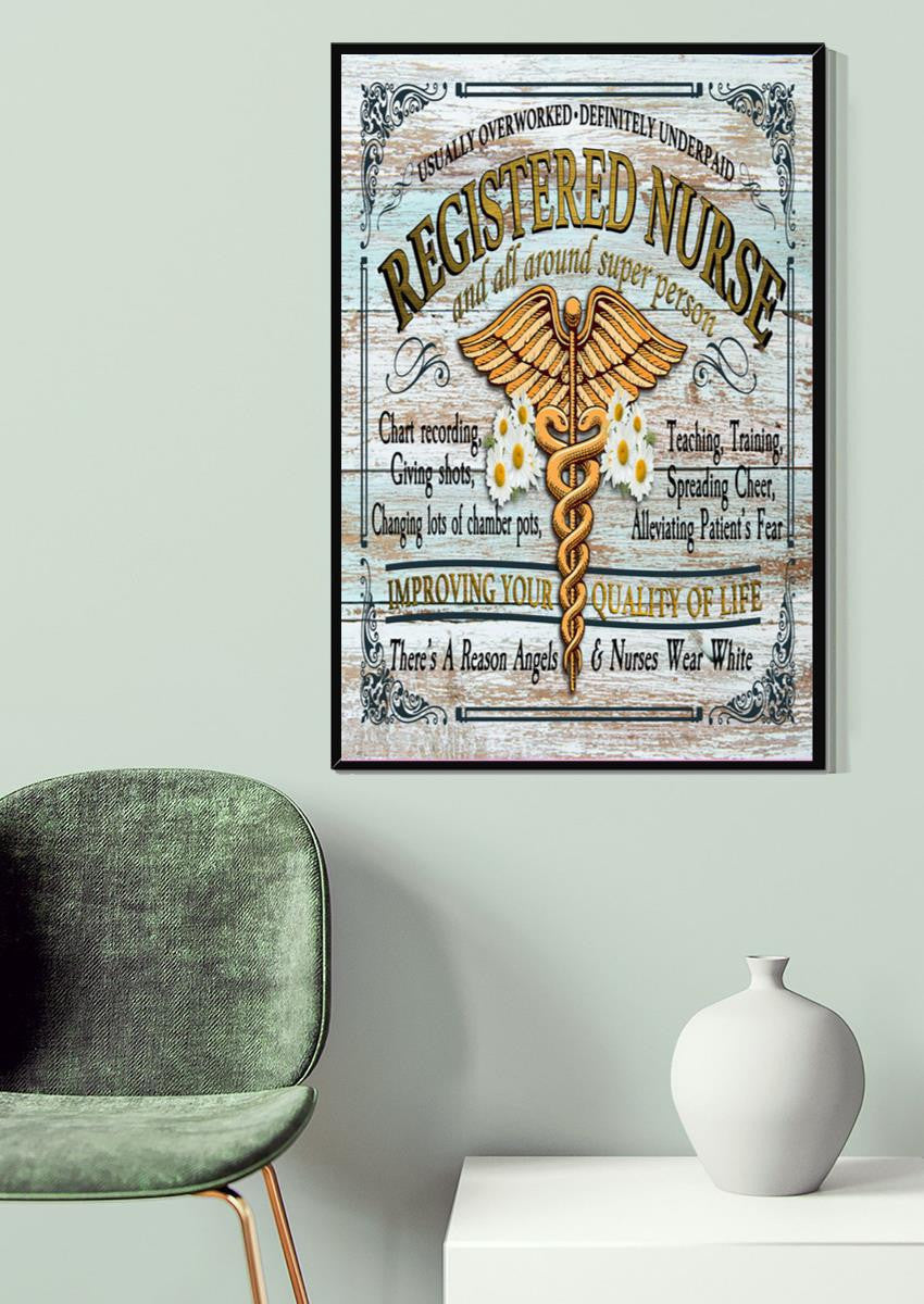 Registered Nurse Medical Wall Art Gift For Nurse's Day Canvas Framed Prints, Canvas