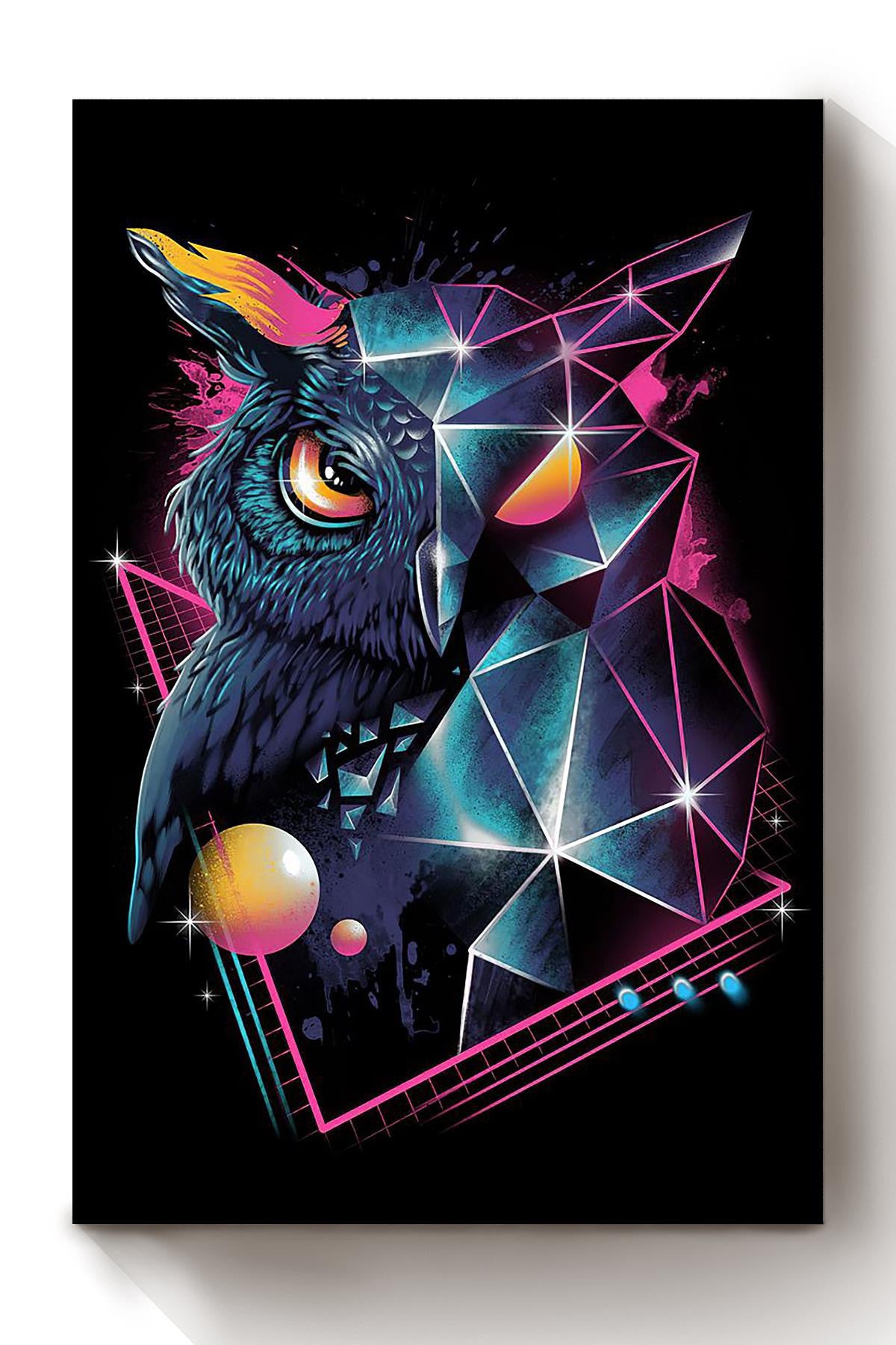 Owl Cyber Art Style Diamond Owl Gift For Housewarming Home Decor Canvas