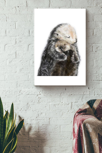 Otter Mom Hug Her Lovely Child Gift For Mother's Day From Son Daughter Canvas