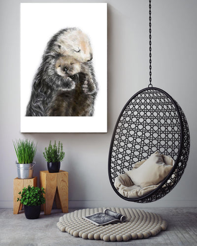 Otter Mom Hug Her Lovely Child Gift For Mother's Day From Son Daughter Canvas