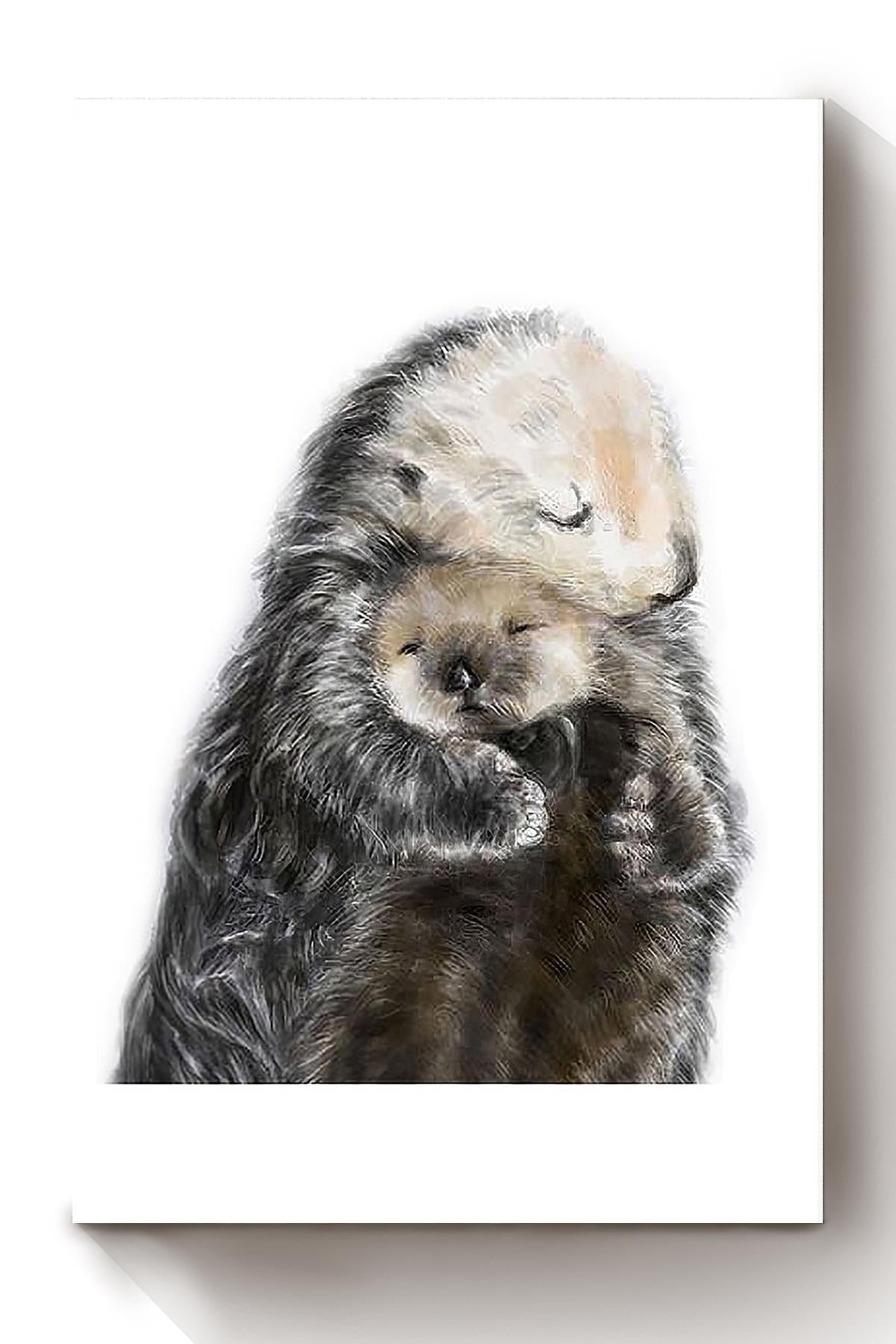Otter Mom Hug Her Lovely Child Gift For Mother's Day From Son Daughter Canvas