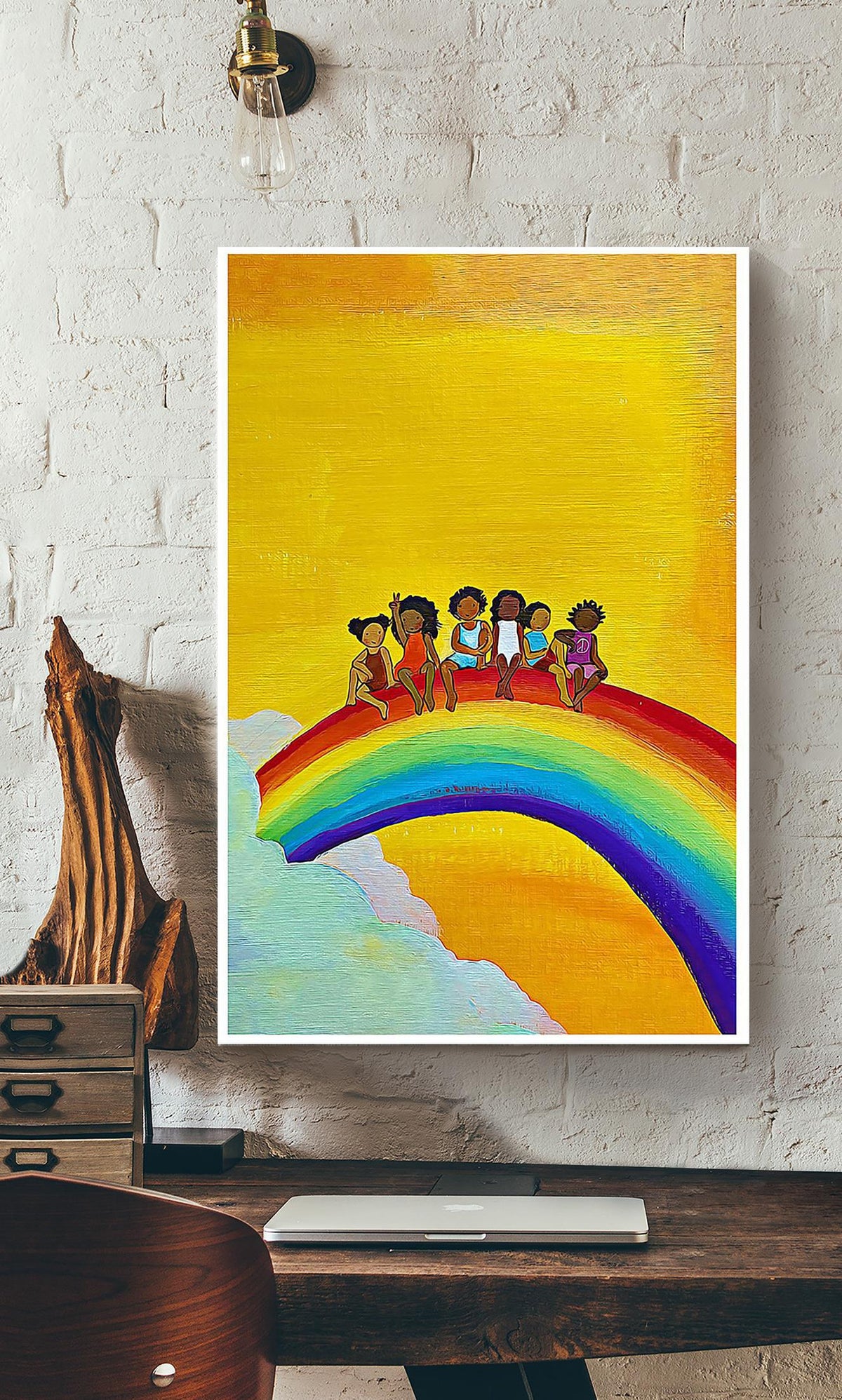 Rainbow All Are Welcome Equality Wall Art For Kids Room Classoom Decor Canvas Gallery Wrapped Canvas Framed Gift Idea Framed Prints, Canvas