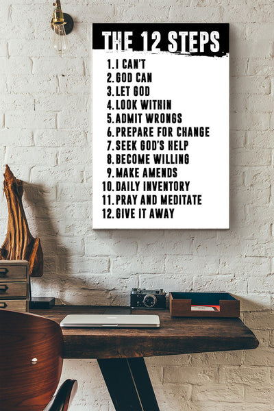 The 12 steps Mental Healthy Improve Emotion Poster Canvas Gallery Wrapped Canvas Framed Gift Idea