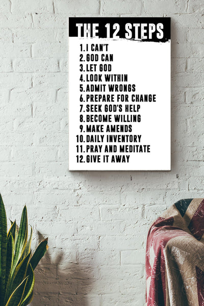 The 12 steps Mental Healthy Improve Emotion Poster Canvas Gallery Wrapped Canvas Framed Gift Idea
