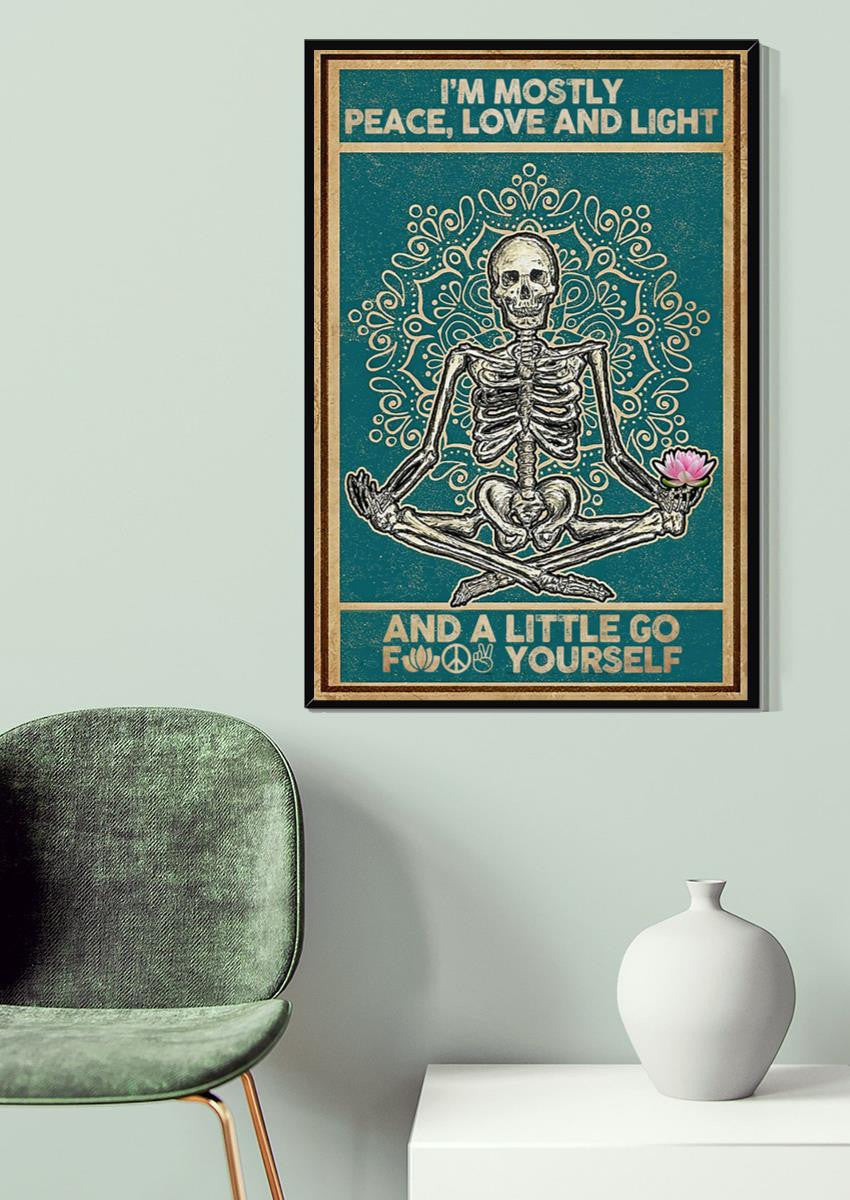 Skull Mandala Namaste Chakra Gallery Canvas Wall ArtFor Yoga Room Decor Canvas Framed Prints, Canvas
