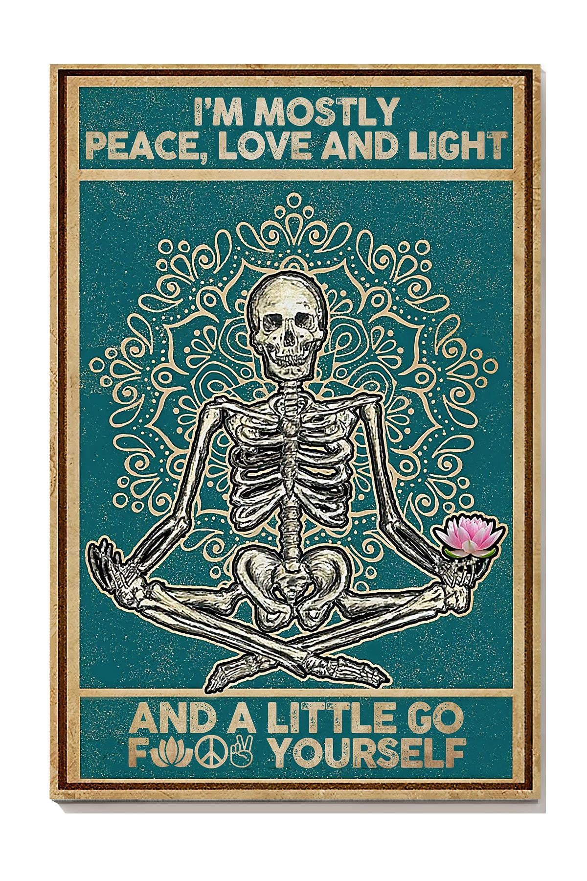 Skull Mandala Namaste Chakra Gallery Canvas Wall ArtFor Yoga Room Decor Canvas Framed Prints, Canvas