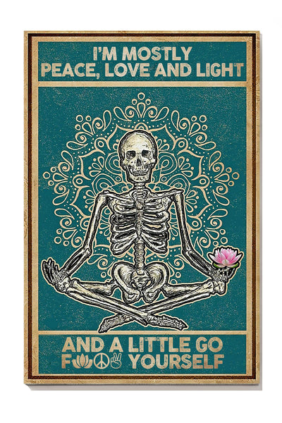 Skull Mandala Namaste Chakra Gallery Canvas Wall ArtFor Yoga Room Decor Canvas Framed Prints, Canvas