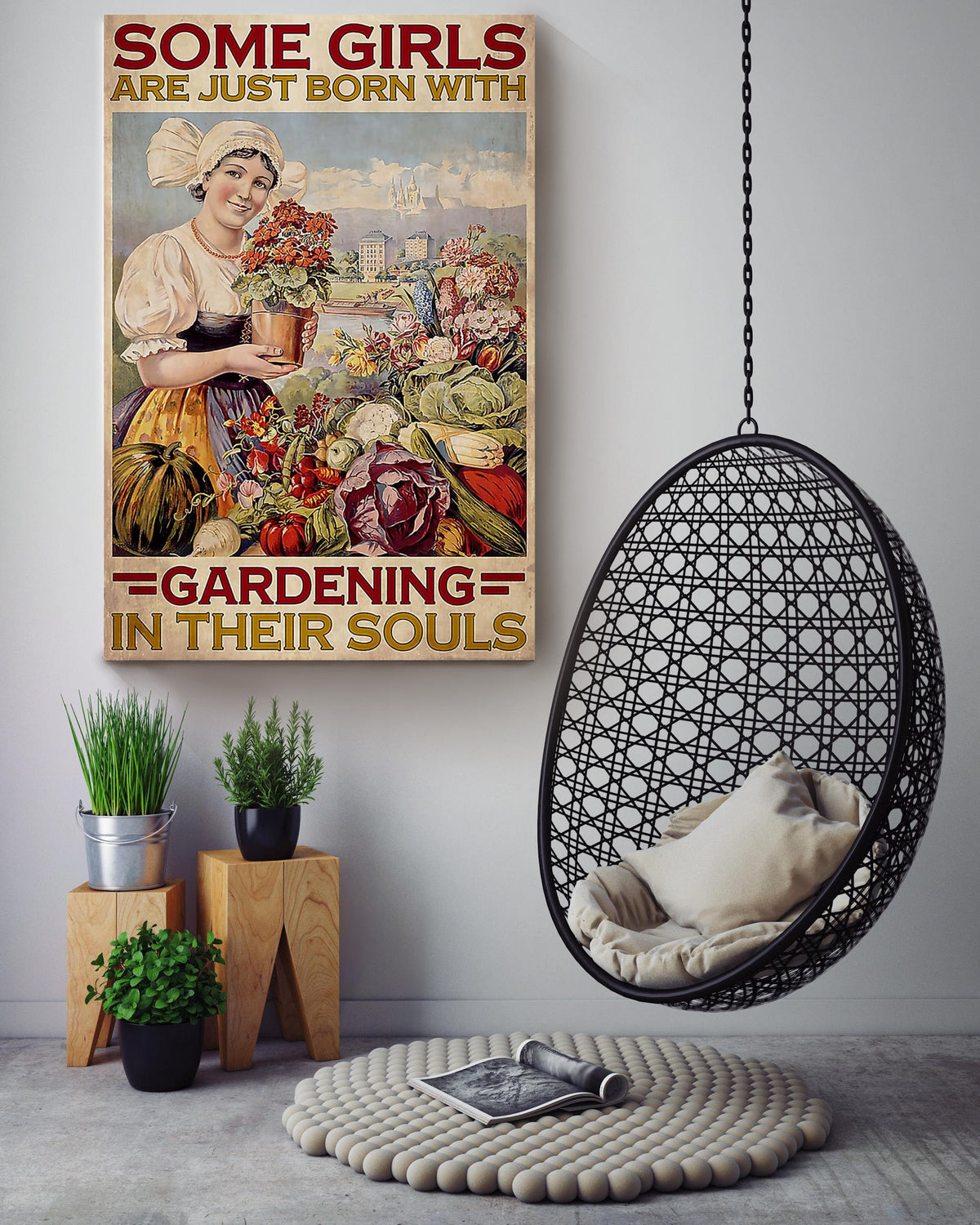 Some Girls Just Born With Gardening In Their Souls Motivation Quotes For Home Decor Canvas Gallery Wrapped Canvas Framed Gift Idea