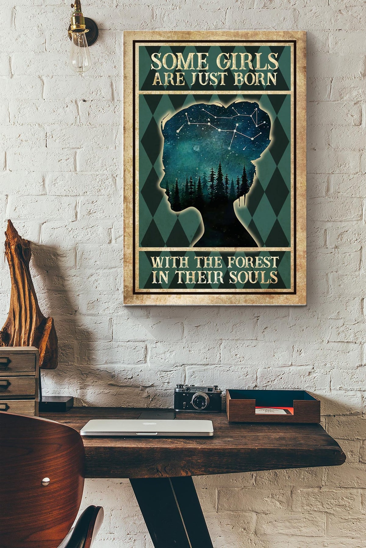 Starry Night Some Girls Are Just Born With The Forest In Their Souls Poster Farmhouse Sign Decor Birthday Wedding Housewarming Canvas Gallery Wrapped Canvas Framed Gift Idea