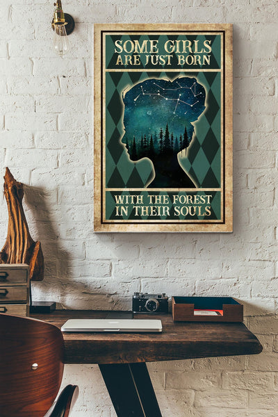 Starry Night Some Girls Are Just Born With The Forest In Their Souls Poster Farmhouse Sign Decor Birthday Wedding Housewarming Canvas Gallery Wrapped Canvas Framed Gift Idea