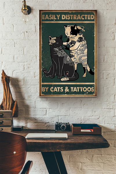 Tattoo Easily Distracted By Cats And Tattoos Canvas Gallery Wrapped Canvas Framed Gift Idea