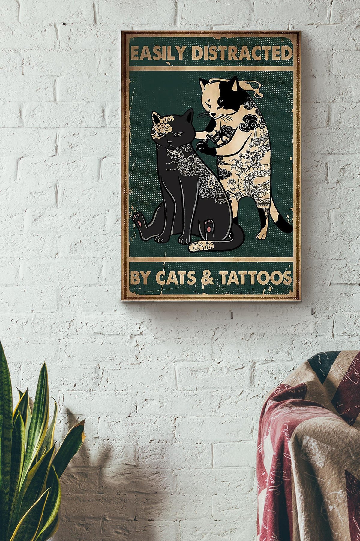 Tattoo Easily Distracted By Cats And Tattoos Canvas Gallery Wrapped Canvas Framed Gift Idea