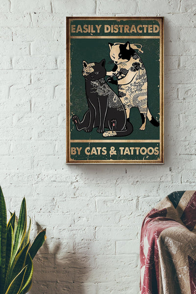 Tattoo Easily Distracted By Cats And Tattoos Canvas Gallery Wrapped Canvas Framed Gift Idea