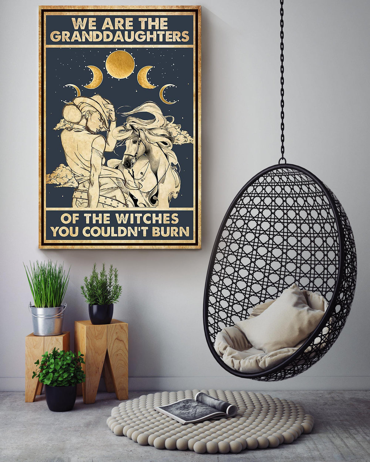 We Are Granddaughters Of The Witches Halloween Wall Decor Gift For Pumpkin Carving Ideas Halloween Decorations Haunted Houses Canvas