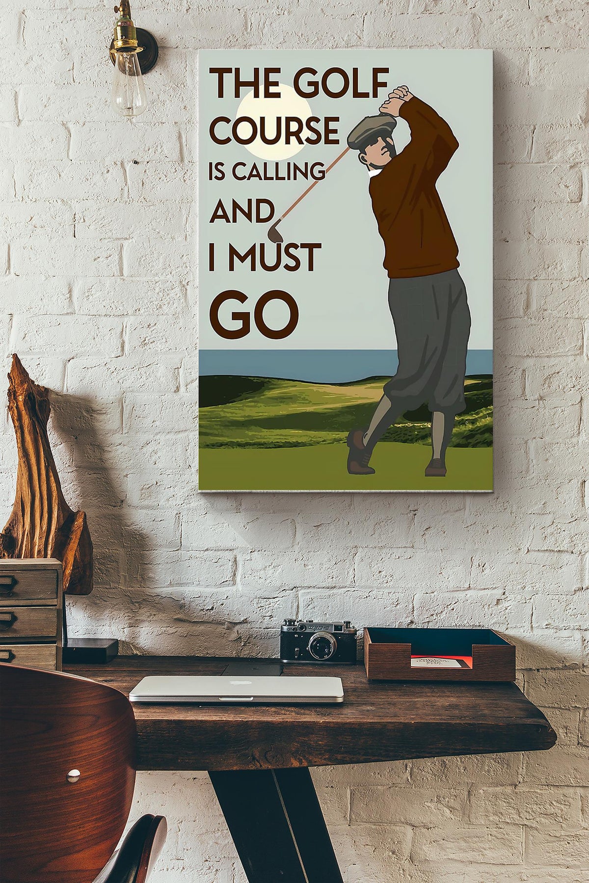 The Golf Course Is Calling And I Must Go Canvas Gallery Wrapped Canvas Framed Gift Idea