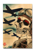 Skull Pilot Vintage Retro Gallery Canvas Wall ArtGift For Flight Attendant Pilot Frixion Canvas Framed Prints, Canvas