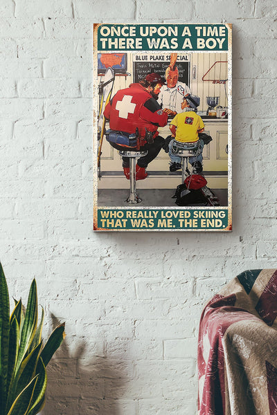 There Was A Boy Who Really Loved Skiing Canvas Gallery Wrapped Canvas Framed Gift Idea