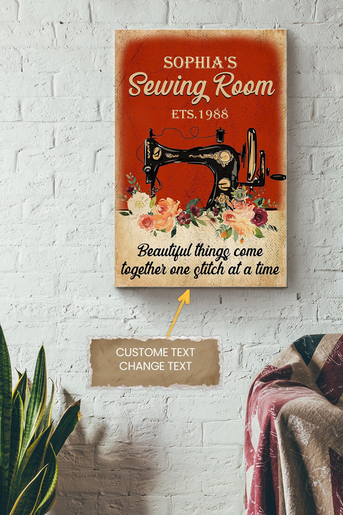 Sewing Woman Personalized Poster - Home Decor Gallery Canvas Wall Art- Gift For Women Surture Lover Sewer Sewing Room Decor Canvas Gallery Wrapped Canvas Framed Gift Idea Framed Prints, Canvas