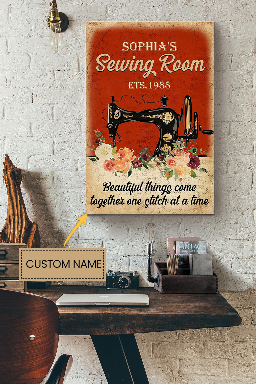 Sewing Woman Personalized Poster - Home Decor Gallery Canvas Wall Art- Gift For Women Surture Lover Sewer Sewing Room Decor Canvas Gallery Wrapped Canvas Framed Gift Idea Framed Prints, Canvas