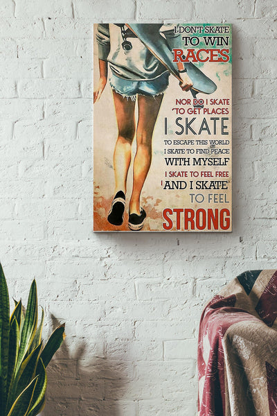 Skateboarding Girl Canvas Gallery Wrapped Canvas Framed Gift Idea