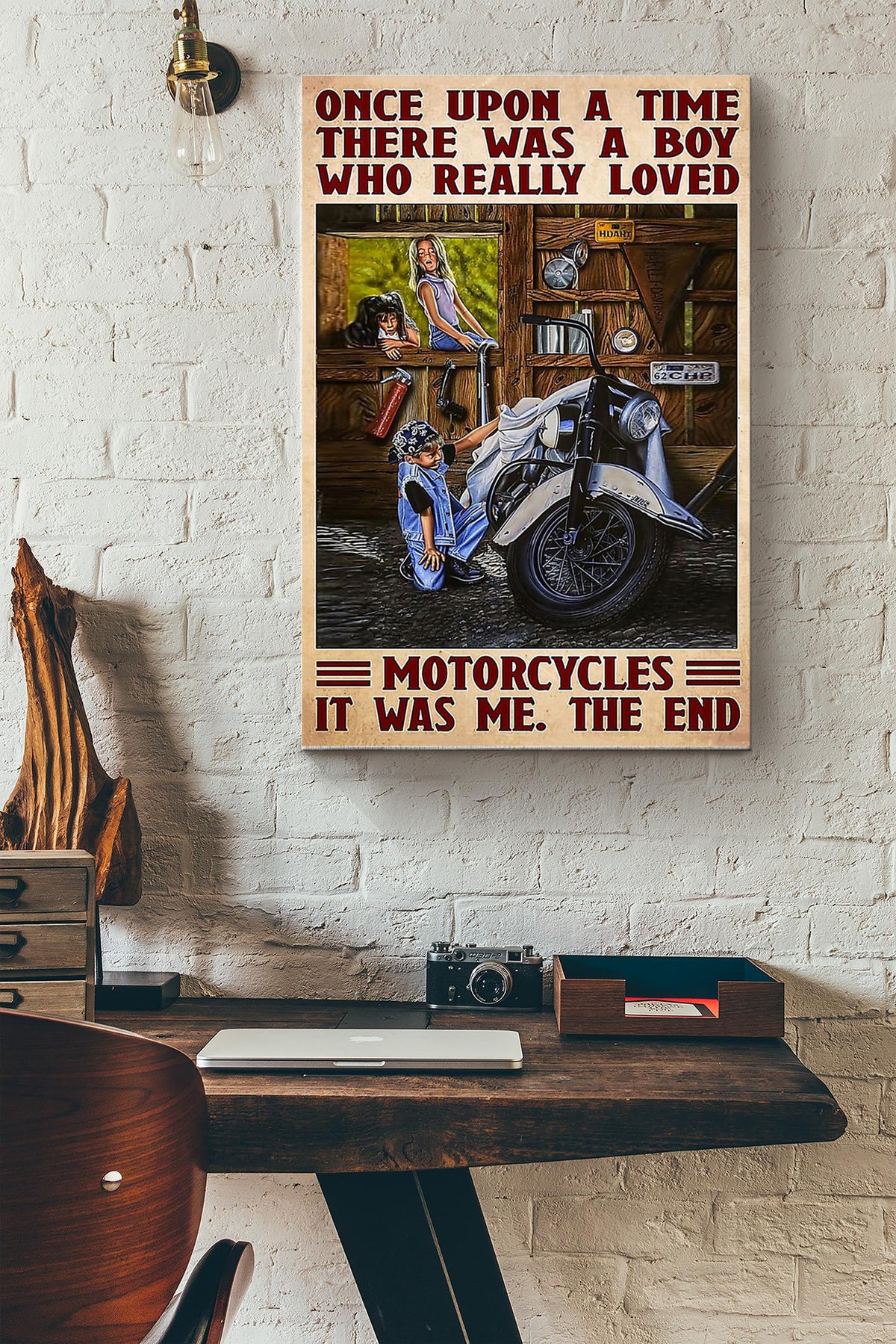 There Was A Boy Who Really Loved Motorcycles Canvas Gallery Wrapped Canvas Framed Gift Idea