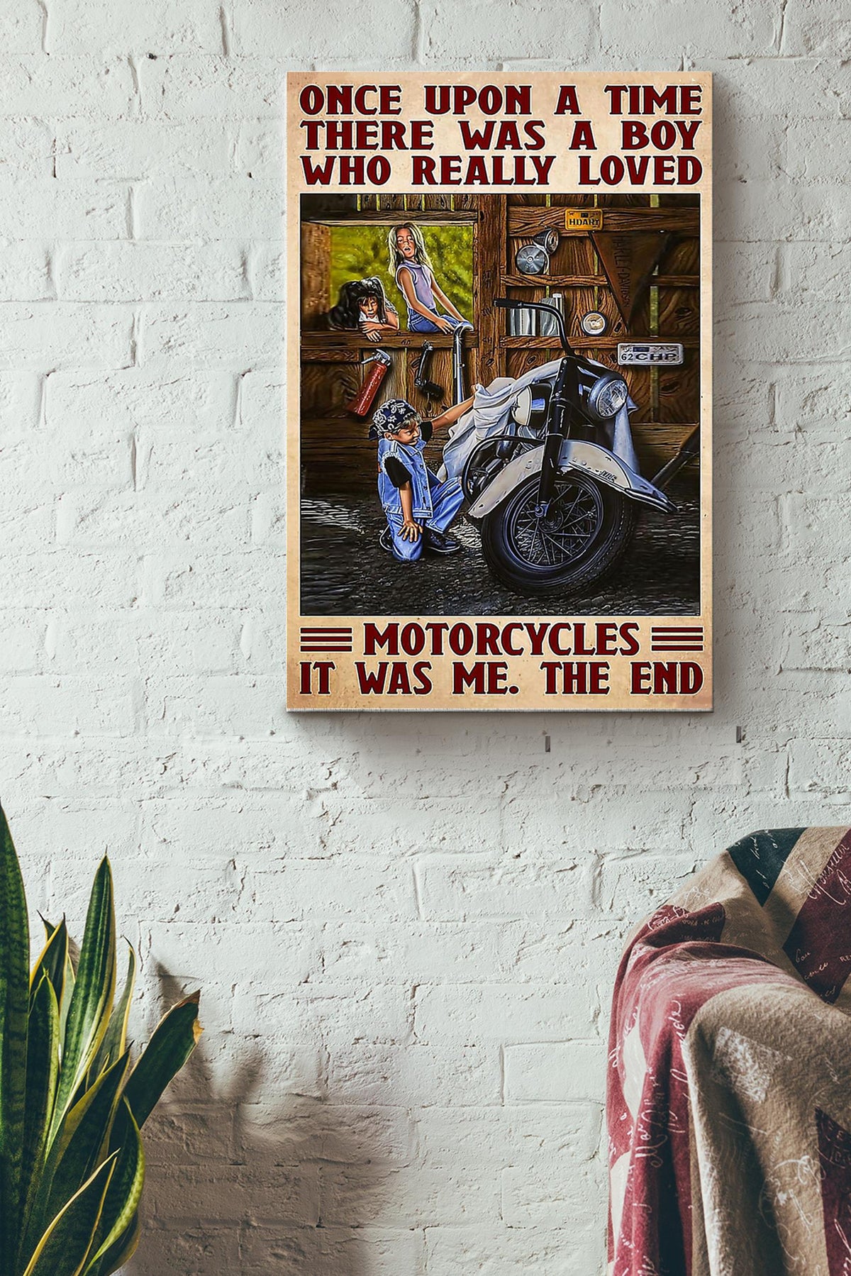 There Was A Boy Who Really Loved Motorcycles Canvas Gallery Wrapped Canvas Framed Gift Idea