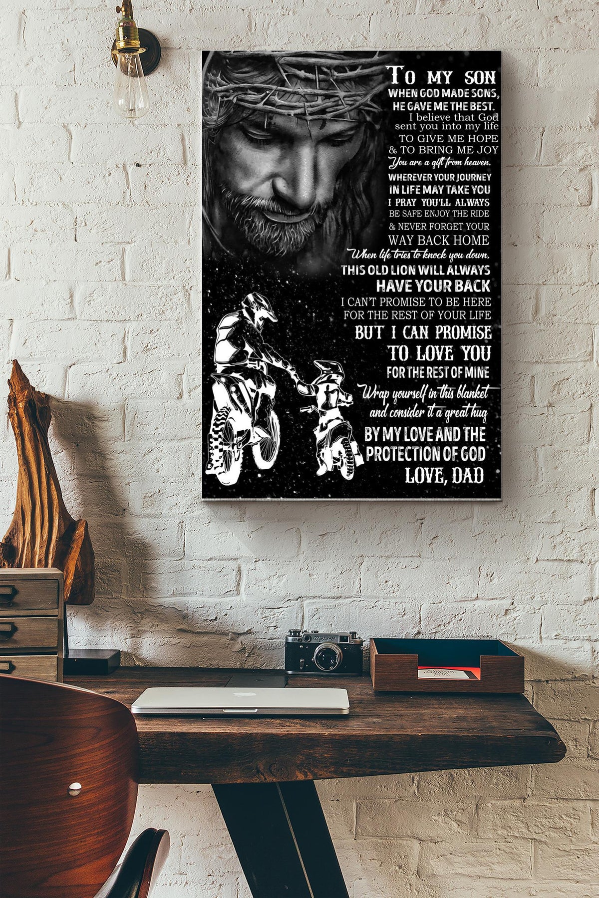 To My Son I Can Promise I Love You Poster - Fatherhood Gallery Canvas Wall Art- Gift For Son Baby Boy Son Birthday Home Decor Canvas Gallery Wrapped Canvas Framed Gift Idea Framed Prints, Canvas