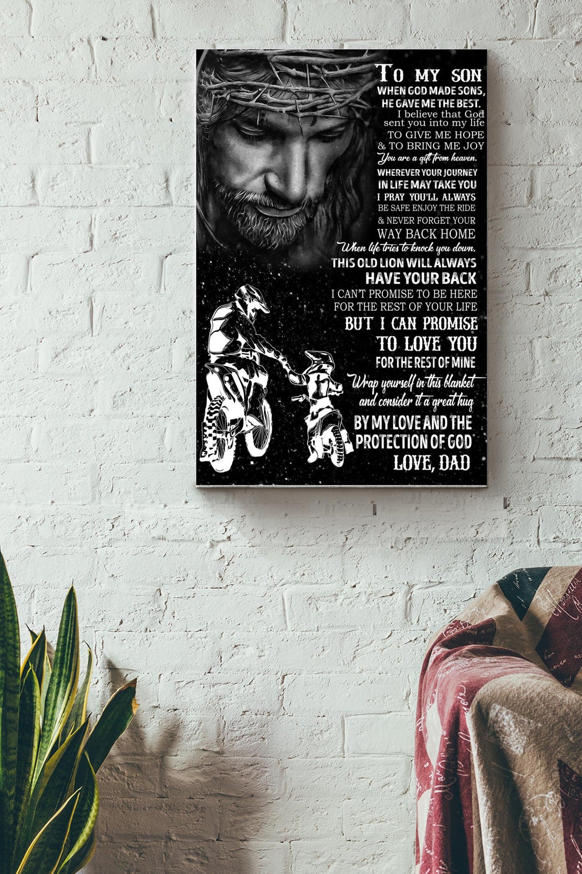 To My Son I Can Promise I Love You Poster - Fatherhood Gallery Canvas Wall Art- Gift For Son Baby Boy Son Birthday Home Decor Canvas Gallery Wrapped Canvas Framed Gift Idea Framed Prints, Canvas