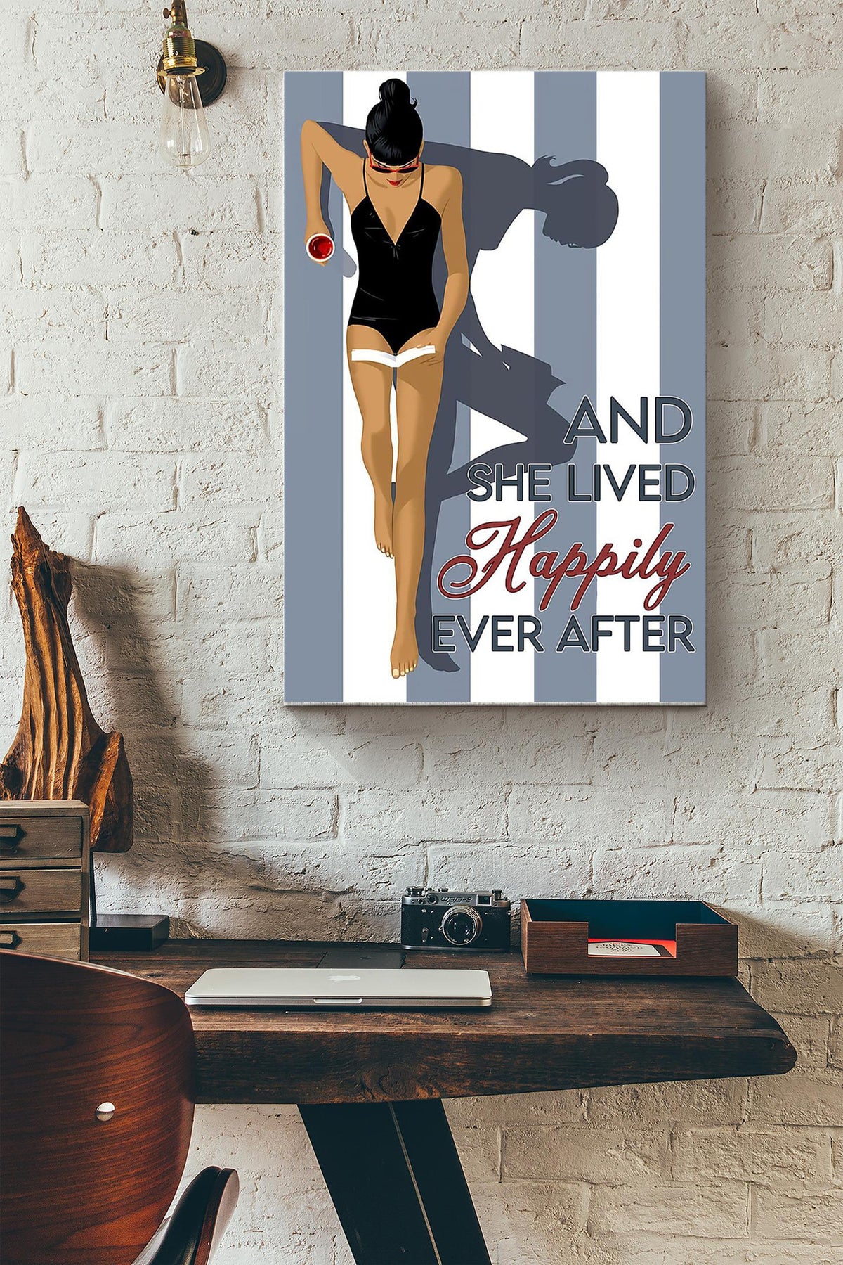 She Goes Sunbath And She Lived Happily Ever After Poster Canvas Gallery Wrapped Canvas Framed Gift Idea