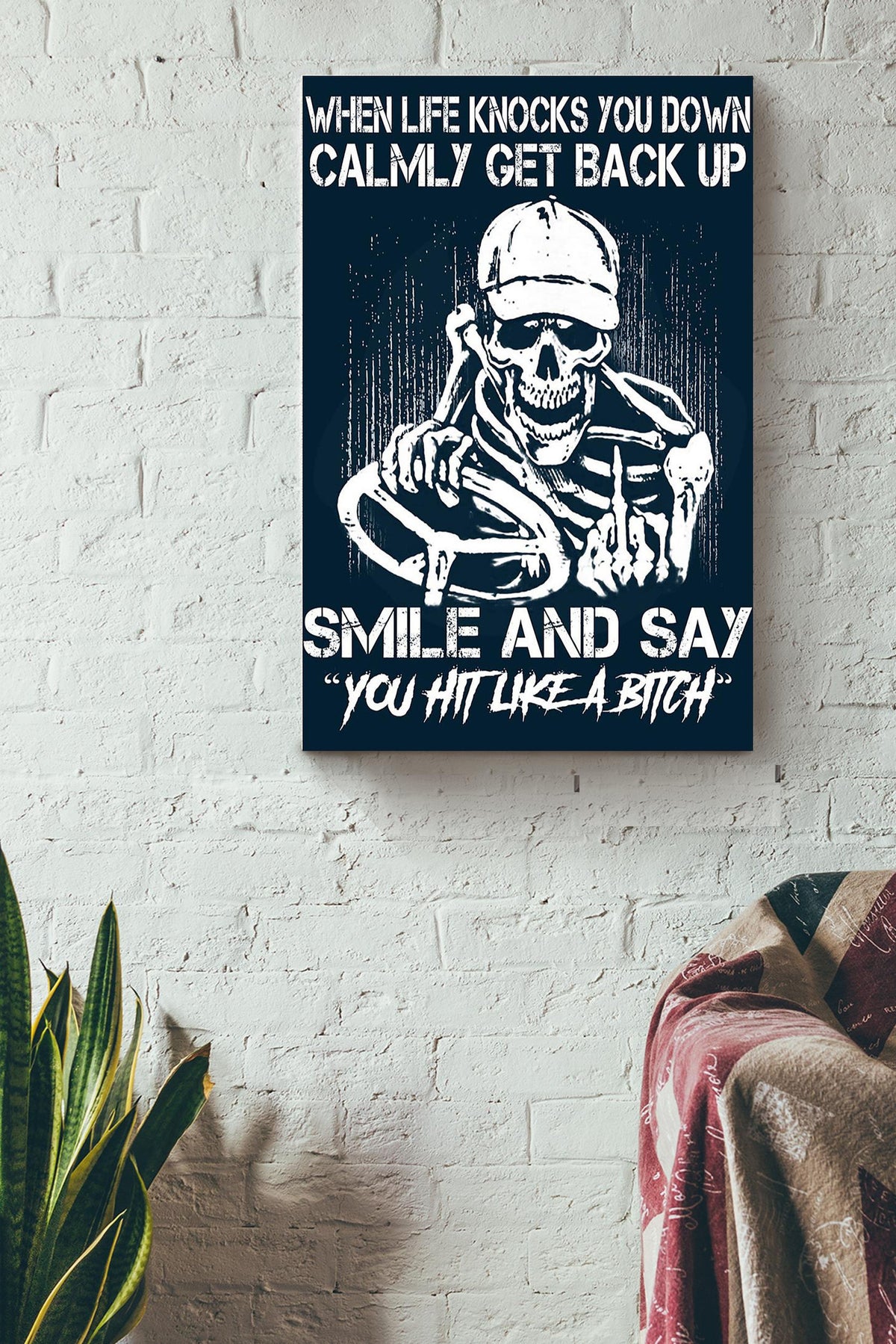 You Hit Like A Bitch Halloween Wall Decor Gift For Pumpkin Carving Ideas Halloween Decorations Haunted Houses Canvas