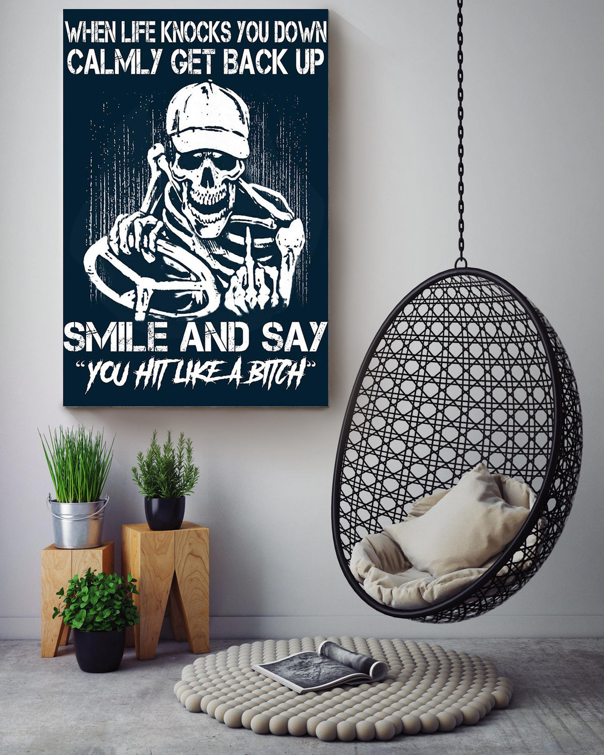You Hit Like A Bitch Halloween Wall Decor Gift For Pumpkin Carving Ideas Halloween Decorations Haunted Houses Canvas