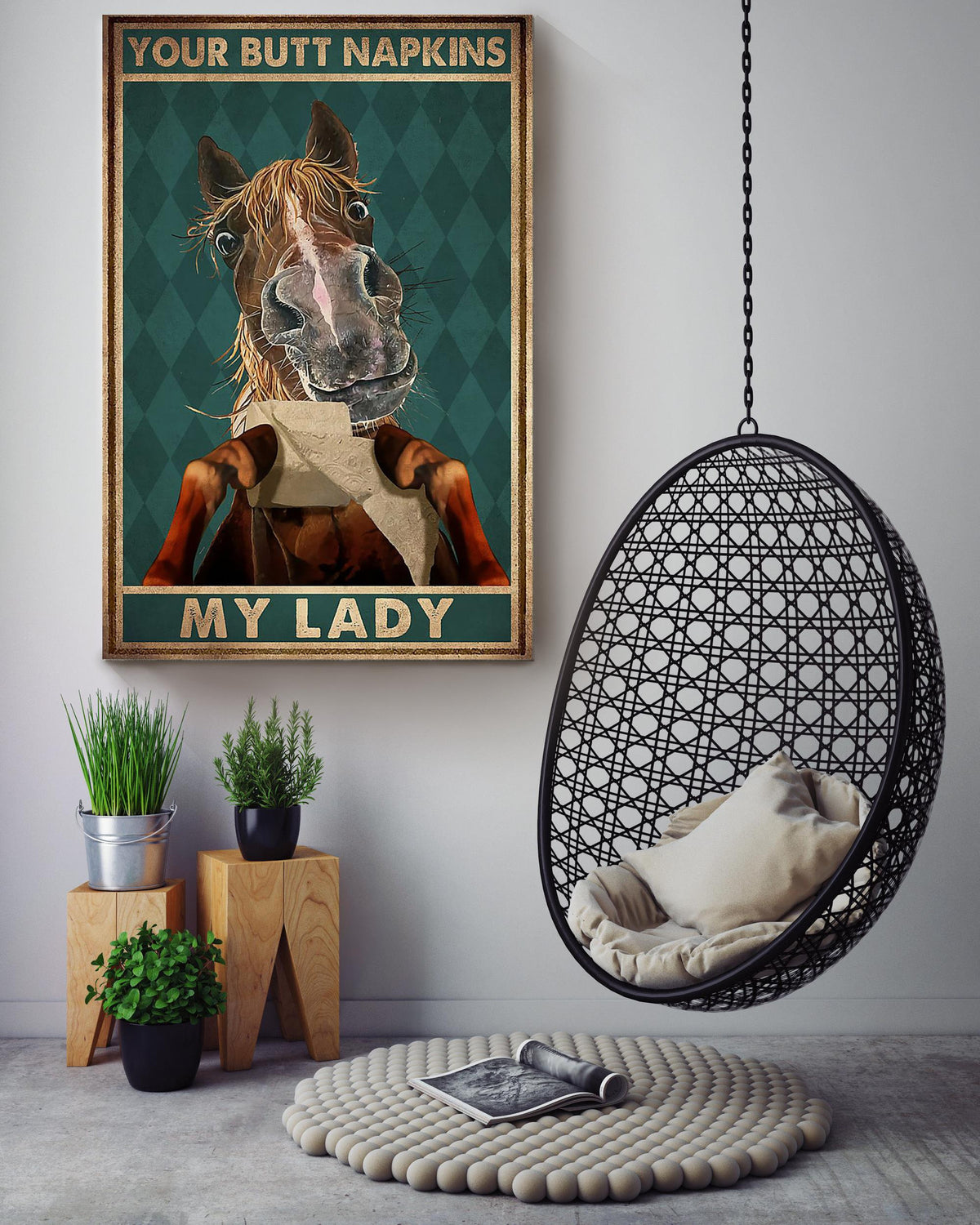 Your Butt Napkins My Lady Poster Horse Lover Gift Animal Art Bathroom Decor Cowboy Cowgirl Gift Canvas