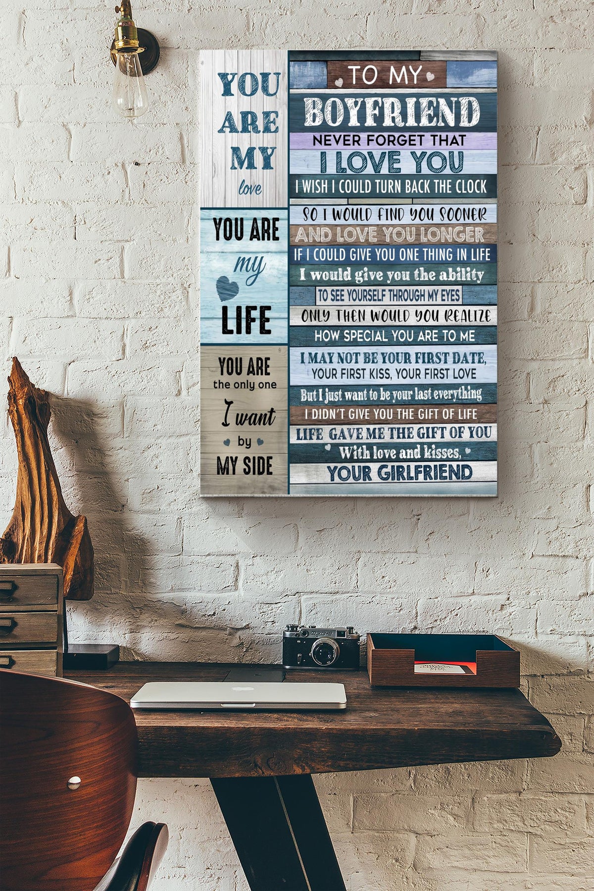 To My Boyfriend Never Forget I Love You I Wish I Could Turn Back Clock I Would Find You Sooner Love You Longer Girlfriend Poster Canvas Gallery Wrapped Canvas Framed Gift Idea