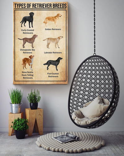 Types Of Retriever Breeds Dog Gallery Canvas Wall ArtGift For Dog Lover Canvas Gallery Wrapped Canvas Framed Gift Idea Framed Prints, Canvas
