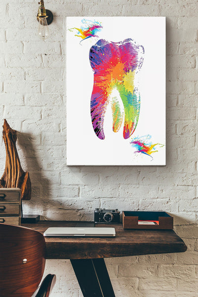 Tooth Colorful Art Poster Canvas Gallery Wrapped Canvas Framed Gift Idea