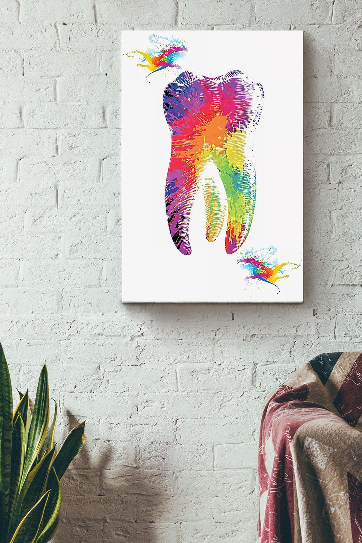 Tooth Colorful Art Poster Canvas Gallery Wrapped Canvas Framed Gift Idea